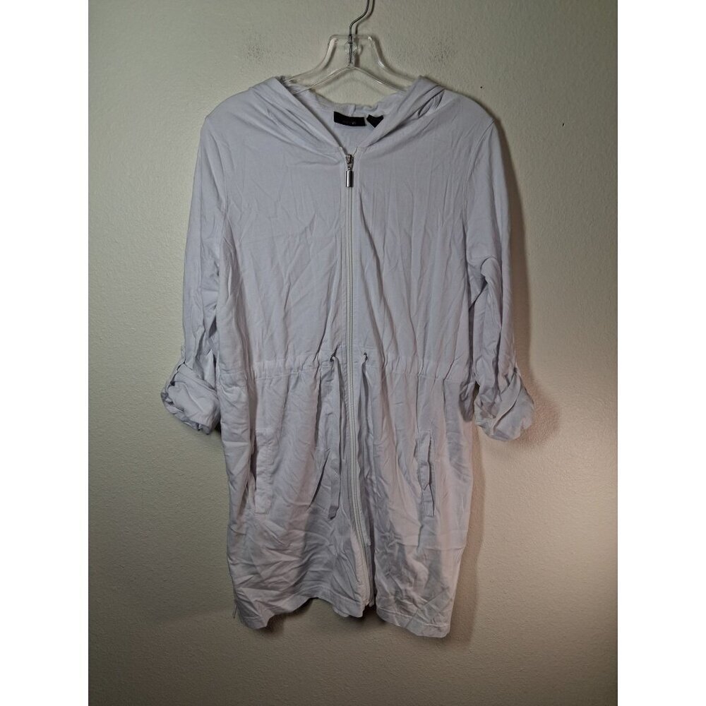 Apt 9 Hoodie Long Casual Rolled Sleeve White Womens Size XL
